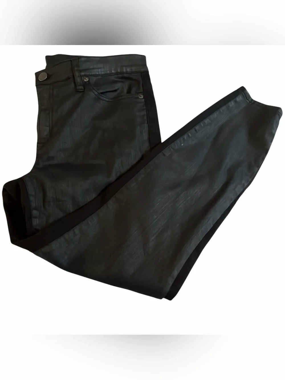 J. Crew size 32 black coated jeans style toothpick back is softer ponte fabric